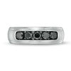 Previously Owned - Men's 0.98 CT. T.W. Black Diamond Five Stone Anniversary Band in 10K White Gold