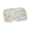 Thumbnail Image 1 of Previously Owned - 1.00 CT. T.W. Diamond Multi-Row Wave Ring in 10K Gold