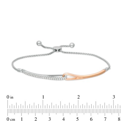 Previously Owned - Love + Be Loved 0.23 CT. T.W. Diamond Bolo Bracelet in Sterling Silver and 10K Rose Gold - 9.5"