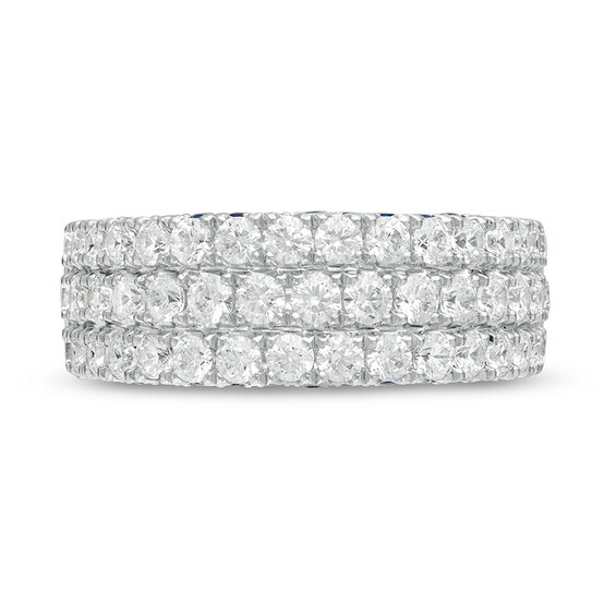 Previously Owned - Vera Wang Love Collection 1.45 CT. T.W. Diamond and Blue Sapphire Band in 14K White Gold (I/SI2)