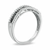 Previously Owned - 0.50 CT. T.W. Enhanced Black and White Diamond Zipper Ring in Sterling Silver