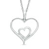 Thumbnail Image 1 of Previously Owned - 0.05 CT. T.W. Diamond Double Heart Pendant in Sterling Silver