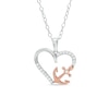 Thumbnail Image 1 of Previously Owned - 0.10 CT. T.W. Diamond Heart with Side Anchor Pendant in Sterling Silver and 14K Rose Gold Plate
