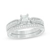 Thumbnail Image 1 of Previously Owned - 0.45 CT. T.W. Princess-Cut Diamond Vintage-Style Bridal Set in 10K White Gold