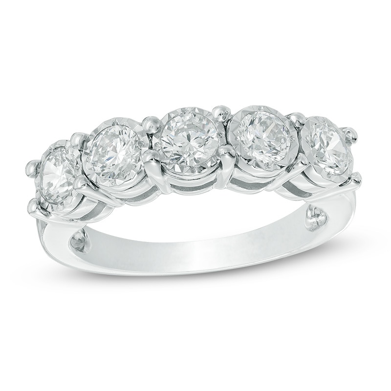 Previously Owned - 1.00 CT. T.W. Diamond Five Stone Anniversary Band in 10K White Gold|Peoples Jewellers