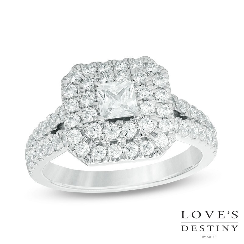 Previously Owned - Love's Destiny by Peoples 1.50 CT. T.W. Princess-Cut Diamond Engagement Ring in 14K Two-Tone Gold