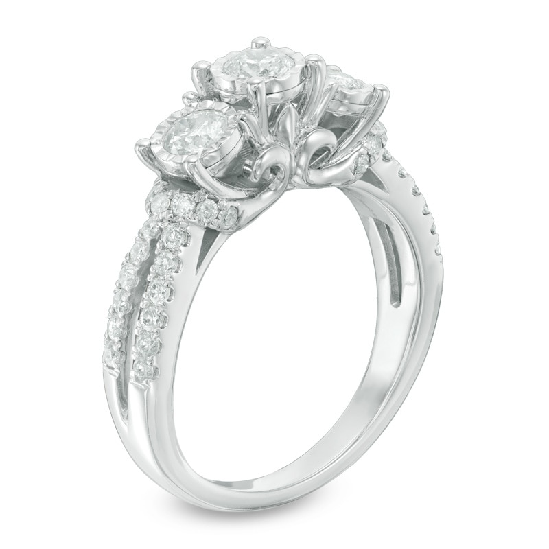 Previously Owned - 1.00 CT. T.W. Diamond Past Present Future® Engagement Ring 10K White Gold