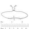 Previously Owned - 0.10 CT. T.W. Diamond Sideways Cross Bolo Bracelet in Sterling Silver - 9.5"