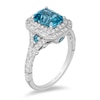 Thumbnail Image 1 of Previously Owned - Enchanted Disney Cinderella London Blue Topaz and 0.69 CT. T.W. Diamond Ring in 14K White Gold