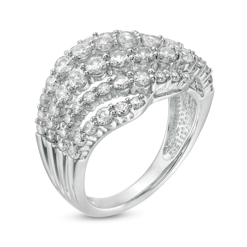 Previously Owned - 2.00 CT. T.W. Diamond Multi-Row Wave Ring in 10K White Gold