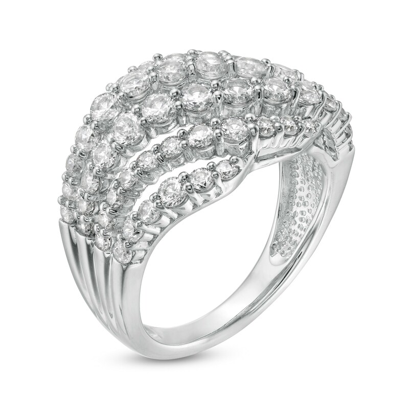 Main Image 3 of Previously Owned - 2.00 CT. T.W. Diamond Multi-Row Wave Ring in 10K White Gold