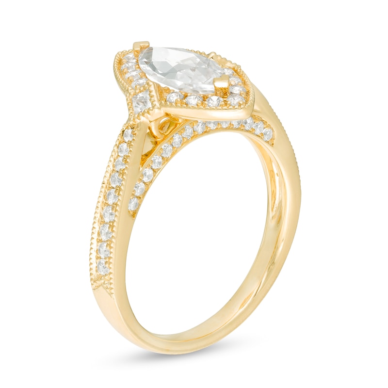 Main Image 3 of Previously Owned - 0.95 CT. T.W. Marquise Diamond Frame Vintage-Style Engagement Ring in 14K Gold