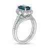 Thumbnail Image 3 of Previously Owned - Emerald-Cut London Blue Topaz and 0.50 CT. T.W. Diamond Vintage-Style Bridal Set in 14K White Gold