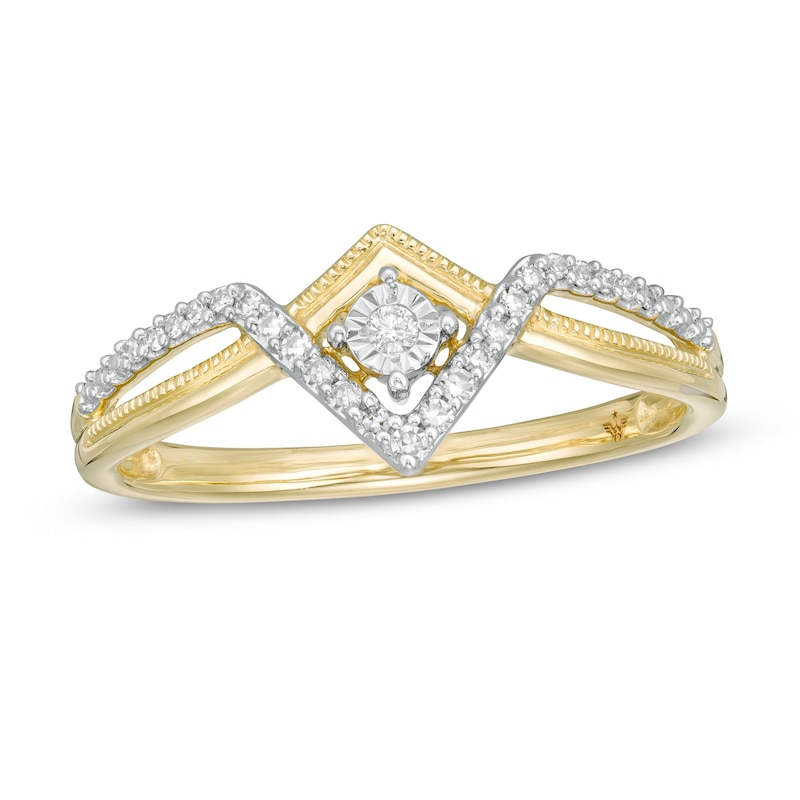 Previously Owned - Wonder Woman™ Collection 0.085 CT. T.W. Diamond Princess Tiara Ring in 10K Gold