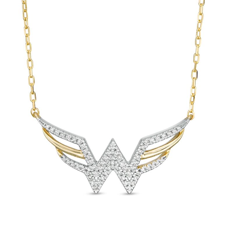 Main Image 1 of Previously Owned - Wonder Woman™ Collection 0.115 CT. T.W. Diamond Symbol Necklace in 10K Gold