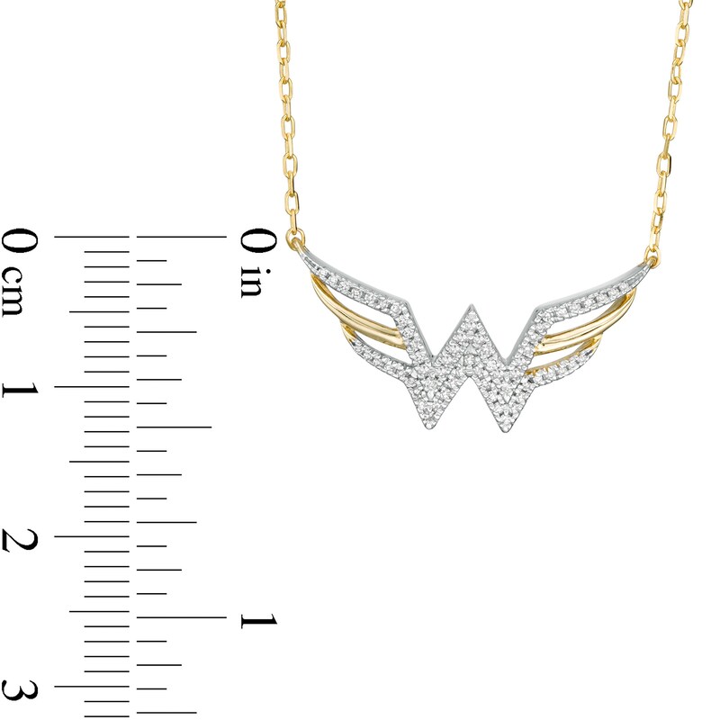 Main Image 3 of Previously Owned - Wonder Woman™ Collection 0.115 CT. T.W. Diamond Symbol Necklace in 10K Gold