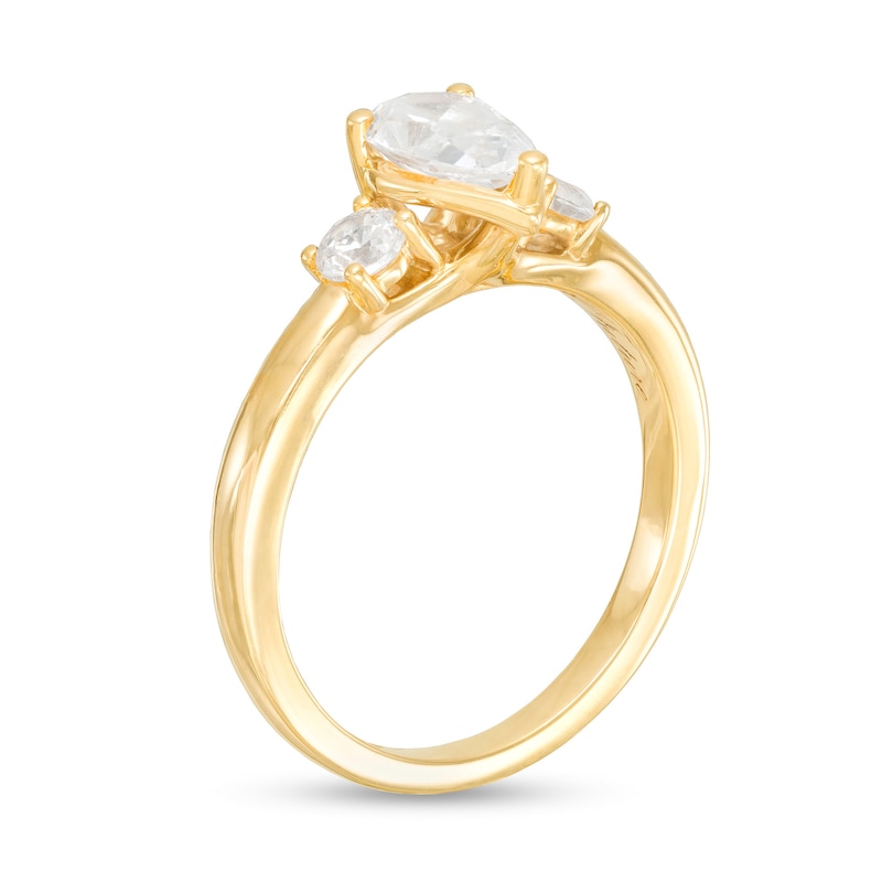 Previously Owned - 0.98 CT. T.W. Pear-Shaped Diamond Past Present Future® Engagement Ring in 14K Gold
