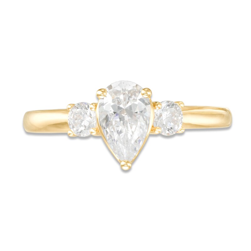Previously Owned - 0.98 CT. T.W. Pear-Shaped Diamond Past Present Future® Engagement Ring in 14K Gold