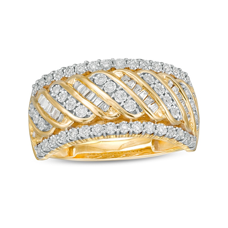 Previously Owned - 0.33 CT. T.W. Diamond Edge Cascading Waves Anniversary Ring in 10K Gold