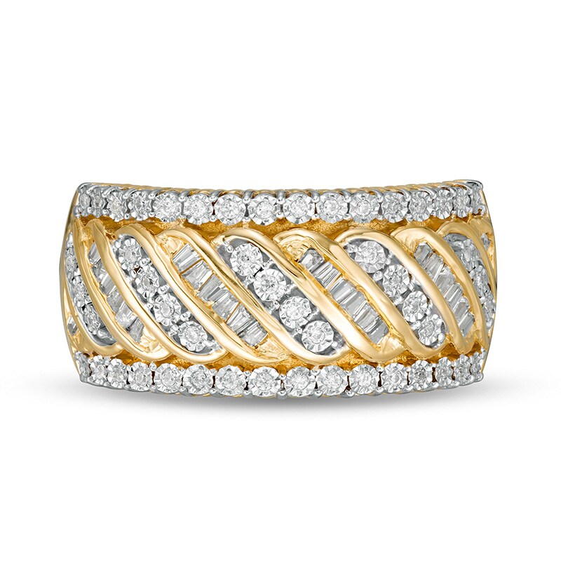 Previously Owned - 0.33 CT. T.W. Diamond Edge Cascading Waves Anniversary Ring in 10K Gold