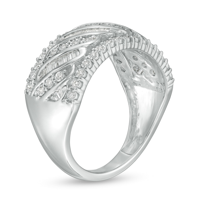 Previously Owned - 0.33 CT. T.W. Diamond Edge Cascading Waves Anniversary Ring in 10K White Gold