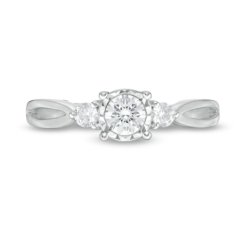 Previously Owned - 0.50 CT. T.W. Diamond Past Present Future® Split Shank Engagement Ring in 10K White Gold