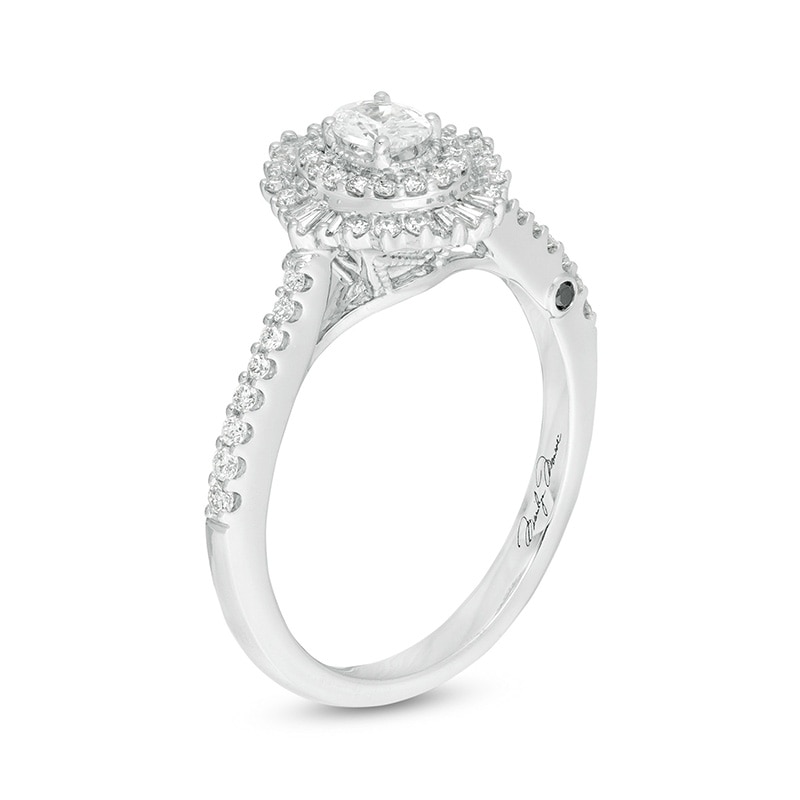 Previously Owned - Marilyn Monroe™ Collection 0.58 CT. T.W. Oval Diamond Starburst Engagement Ring in 14K White Gold