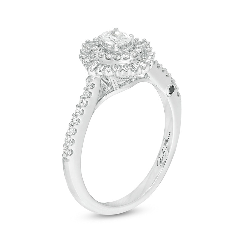 Main Image 2 of Previously Owned - Marilyn Monroe™ Collection 0.58 CT. T.W. Oval Diamond Starburst Engagement Ring in 14K White Gold