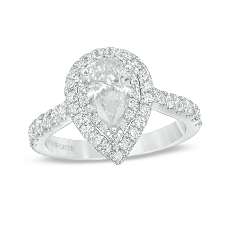 Main Image 1 of Previously Owned - Vera Wang Love Collection 1.69 CT. T.W. Pear-Shaped Diamond Engagement Ring in 14K White Gold