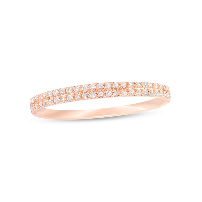 Previously Owned - 0.10 CT. T.W. Diamond Double Row Anniversary Band in 10K Rose Gold