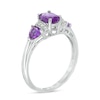 Thumbnail Image 2 of Previously Owned - Amethyst and White Lab-Created Sapphire Collar Three Stone Ring in Sterling Silver