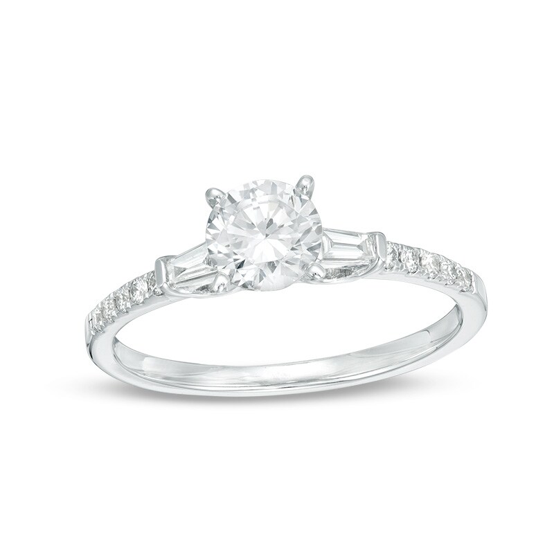 Previously Owned - Adrianna Papell 0.70 CT. T.W. Diamond Collar Engagement Ring in 14K White Gold (F/I1)