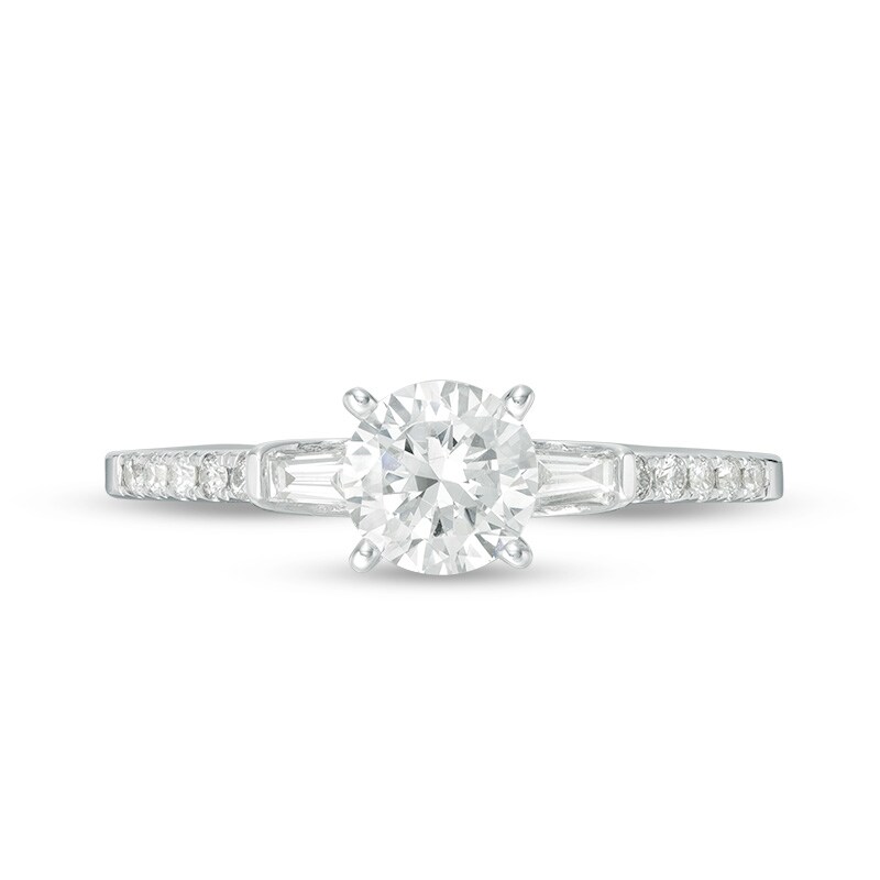 Previously Owned - Adrianna Papell 0.70 CT. T.W. Diamond Collar Engagement Ring in 14K White Gold (F/I1)