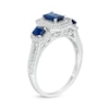 Thumbnail Image 2 of Previously Owned - Emerald-Cut Blue Sapphire and 0.33 CT. T.W. Diamond Three Stone Engagement Ring in 14K White Gold