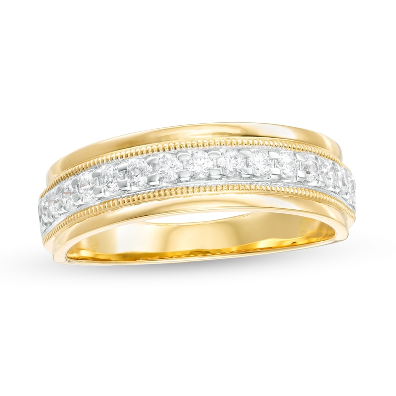 Previously Owned - Men's 0.50 CT. T.W. Diamond Milgrain Anniversary Band in 10K Gold