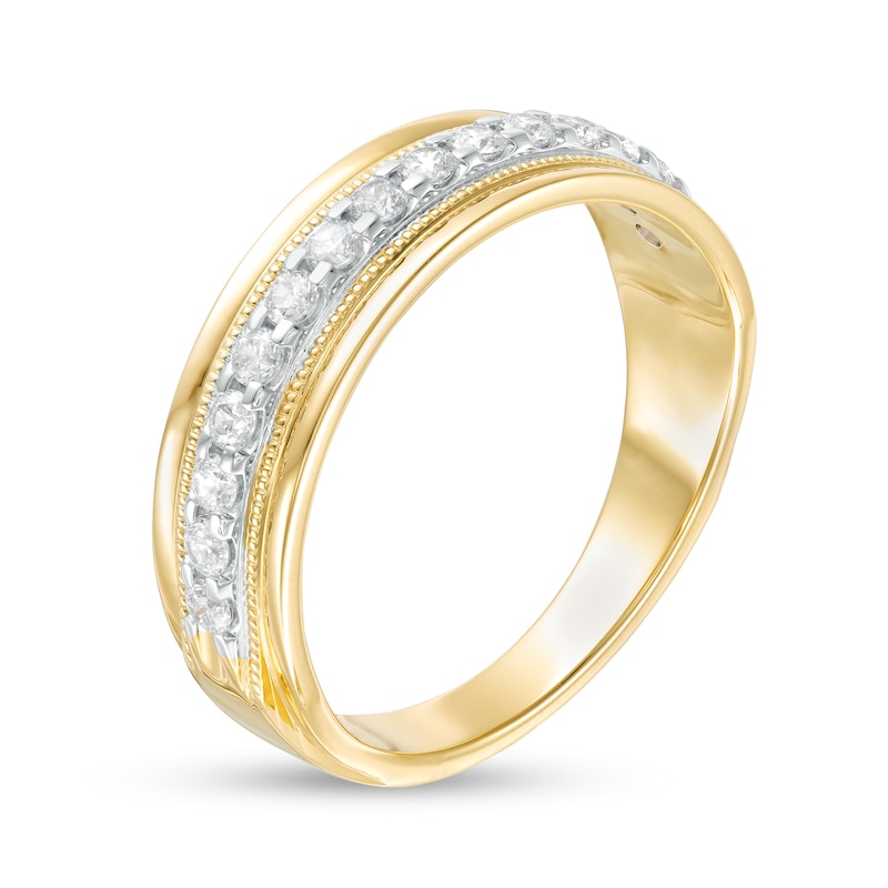 Main Image 3 of Previously Owned - Men's 0.50 CT. T.W. Diamond Milgrain Anniversary Band in 10K Gold