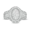 Thumbnail Image 4 of Previously Owned - 1.00 CT. T.W. Composite Oval Diamond Frame Multi-Row Engagement Ring in 10K White Gold