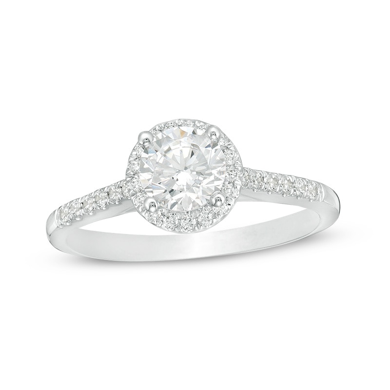 Previously Owned - Celebration Canadian Ideal 1.00 CT. T.W. Diamond Frame Engagement Ring in 14K White Gold (I/I1)