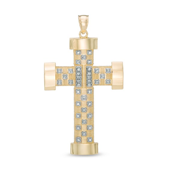 Previously Owned - Men's Large Cross Necklace Charm in 10K Gold