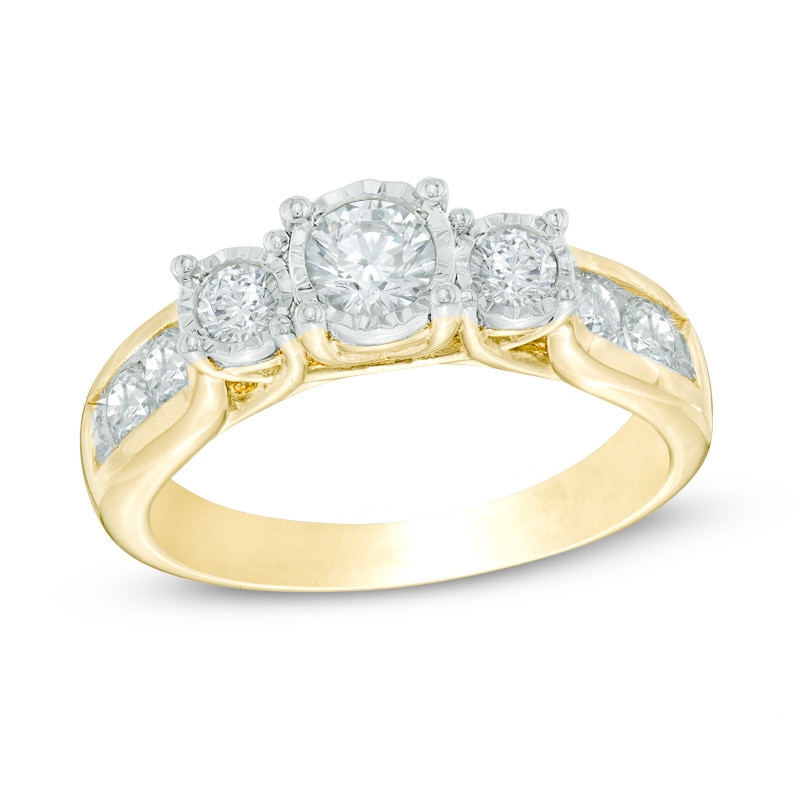 Previously Owned - 0.95 CT. T.W. Diamond Past Present Future® Engagement Ring in 10K Gold