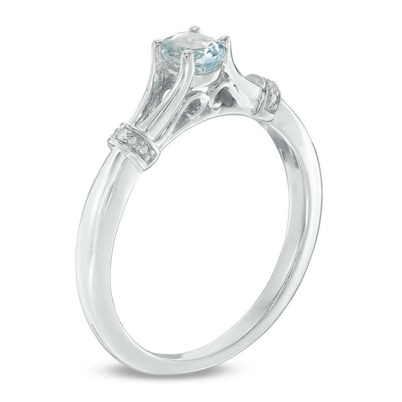 Previously Owned - Oval Aquamarine and Diamond Accent Collar Pendant and Ring Set in Sterling Silver