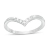 Previously Owned - 0.085 CT. T.W. Diamond Five Stone Chevron Anniversary Band in 10K White Gold