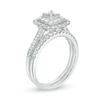 Thumbnail Image 1 of Previously Owned - 1.00 CT. T.W. Princess-Cut Diamond Double Scallop Frame Bridal Set in 14K White Gold