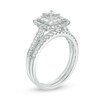 Thumbnail Image 1 of Previously Owned - 1.00 CT. T.W. Princess-Cut Diamond Double Scallop Frame Bridal Set in 14K White Gold