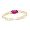 Thumbnail Image 0 of Previously Owned - Sideways Marquise Ruby and 0.066 CT. T.W. Diamond Side Accent Stackable Band in 10K Gold