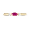 Thumbnail Image 3 of Previously Owned - Sideways Marquise Ruby and 0.066 CT. T.W. Diamond Side Accent Stackable Band in 10K Gold