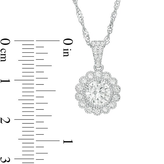 Previously Owned - 6.5mm Lab-Created White Sapphire Flower Stud Earrings and Pendant Set in Sterling Silver