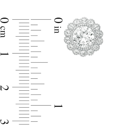 Previously Owned - 6.5mm Lab-Created White Sapphire Flower Stud Earrings and Pendant Set in Sterling Silver