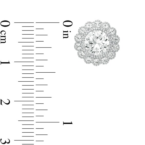 Previously Owned - 6.5mm Lab-Created White Sapphire Flower Stud Earrings and Pendant Set in Sterling Silver