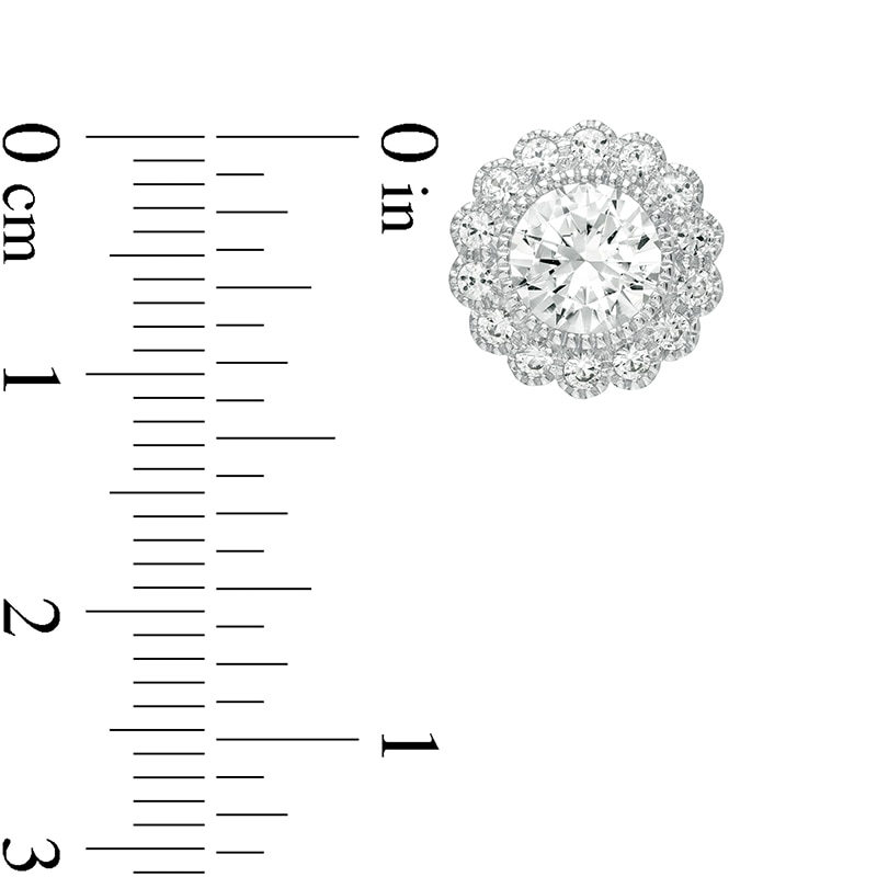 Previously Owned - 6.5mm Lab-Created White Sapphire Flower Stud Earrings and Pendant Set in Sterling Silver